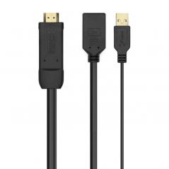 Cable Conversor Aisens A122-0642/ Displayport Macho - HDMI Macho - Displayport Hembra - USB Macho/ 10m + 10m/ Negro
