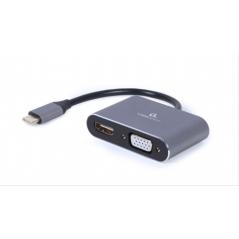 ADAPTADOR DE PANTALLA GEMBIRD USB TIPO C A HDMI , VGA, GRIS ESPACIAL