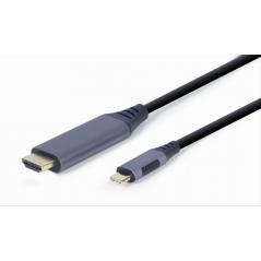 CABLE ADAPTADOR DE PANTALLA GEMBIRD USB TIPO C A HDMI, GRIS ESPACIAL, 1,8 M