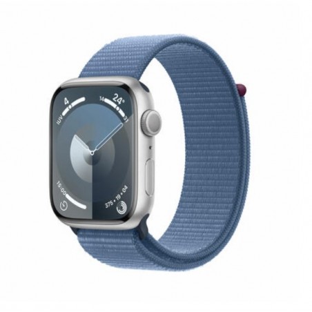 Apple Watch Series 9/ GPS/ Cellular/ 41mm/ Caja de Aluminio Plata/ Correa Deportiva Loop Azul Invierno