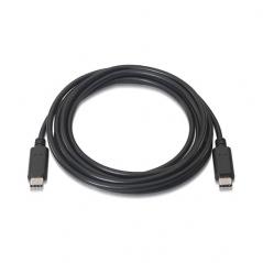 Cable USB 2.0 Tipo-C Aisens A107-0058/ USB Tipo-C Macho - USB Tipo-C Macho/ 3m/ Negro