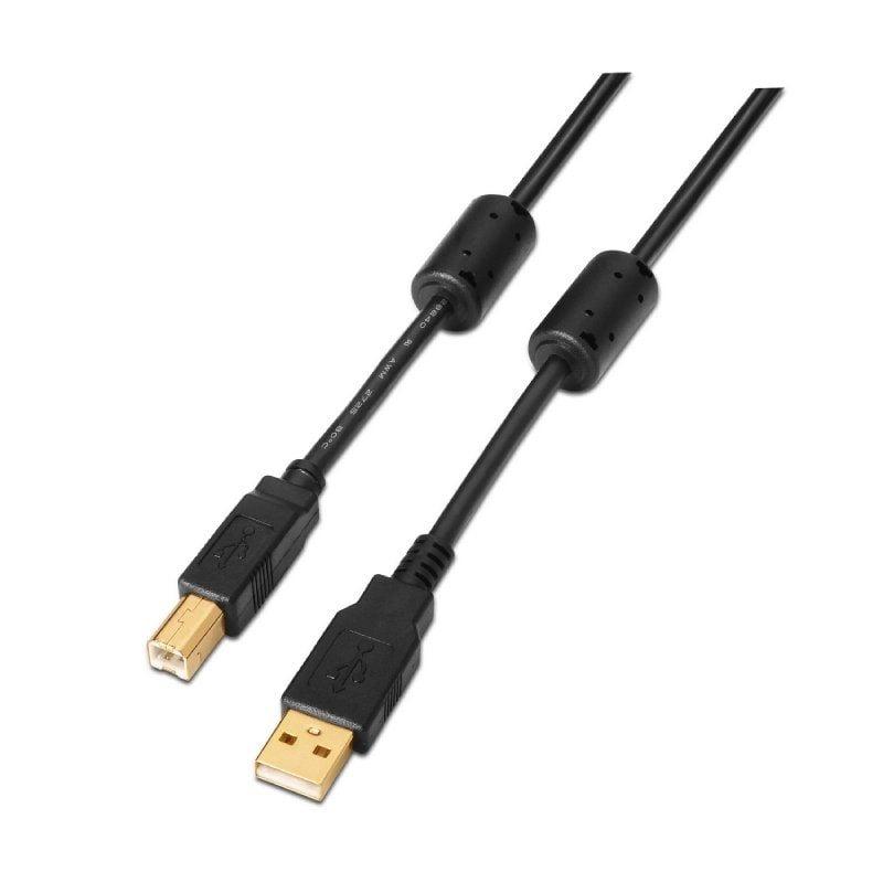Cable USB 2.0 Impresora Aisens A101-0009/ USB Tipo-B Macho - USB Macho/ 2m/ Negro