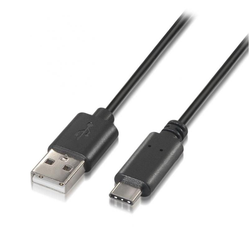 Cable USB 2.0 Tipo-C Aisens A107-0050/ USB Tipo-C Macho - USB Macho/ 50cm/ Negro