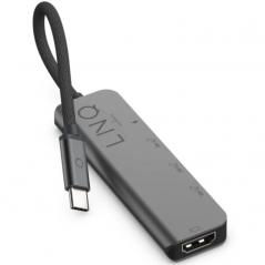 Hub USB Tipo-C Linq LQ48014/ 1xUSB Tipo-C/ 2xUSB/ 1xHDMI 4K/ 1xUSB Tipo-C PD/ Gris