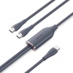 Cable USB Tipo-C Vention CTMBG/ USB Tipo-C Macho - 2 x USB Tipo-C Macho/ 1.5m/ Negro