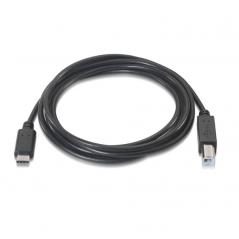 Cable USB 2.0  Impresora Aisens A107-0054/ USB Tipo-C Macho - USB Tipo-B Macho/ Hasta 9W/ 625Mbps/ 2m/ Negro