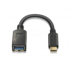 Cable USB 3.1 Aisens A107-0062/ USB Tipo-C Macho - USB Hembra/ Hasta 27W/ 625Mbps/ 15cm/ Negro