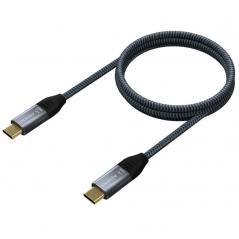 Cable USB 3.1 Tipo-C Aisens A107-0671 20GBPS 100W/ USB Tipo-C Macho - USB Tipo-C Macho/ Hasta 100W/ 2500Mbps/ 1m/ Gris