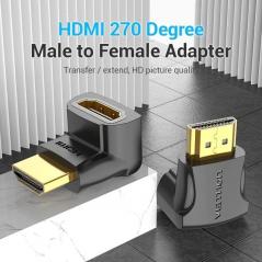 Adaptador HDMI 4K 270º Vention AINB0/ HDMI Macho - HDMI Hembra/ Pack 2 Uds