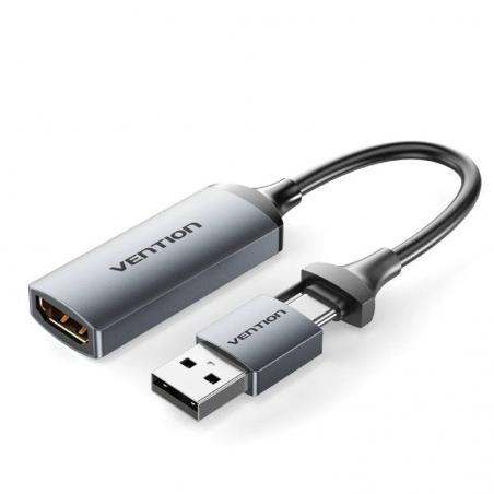 Conversor HDMI 4K 60Hz Vention ACWHA/ HDMI Hembra / USB Macho - USB Tipo-C Macho/ 480Mbps/ 10cm/ Negro