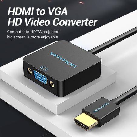 Conversor Vention ACPBB/ HDMI Macho - VGA Hembra/ 15cm/ Negro